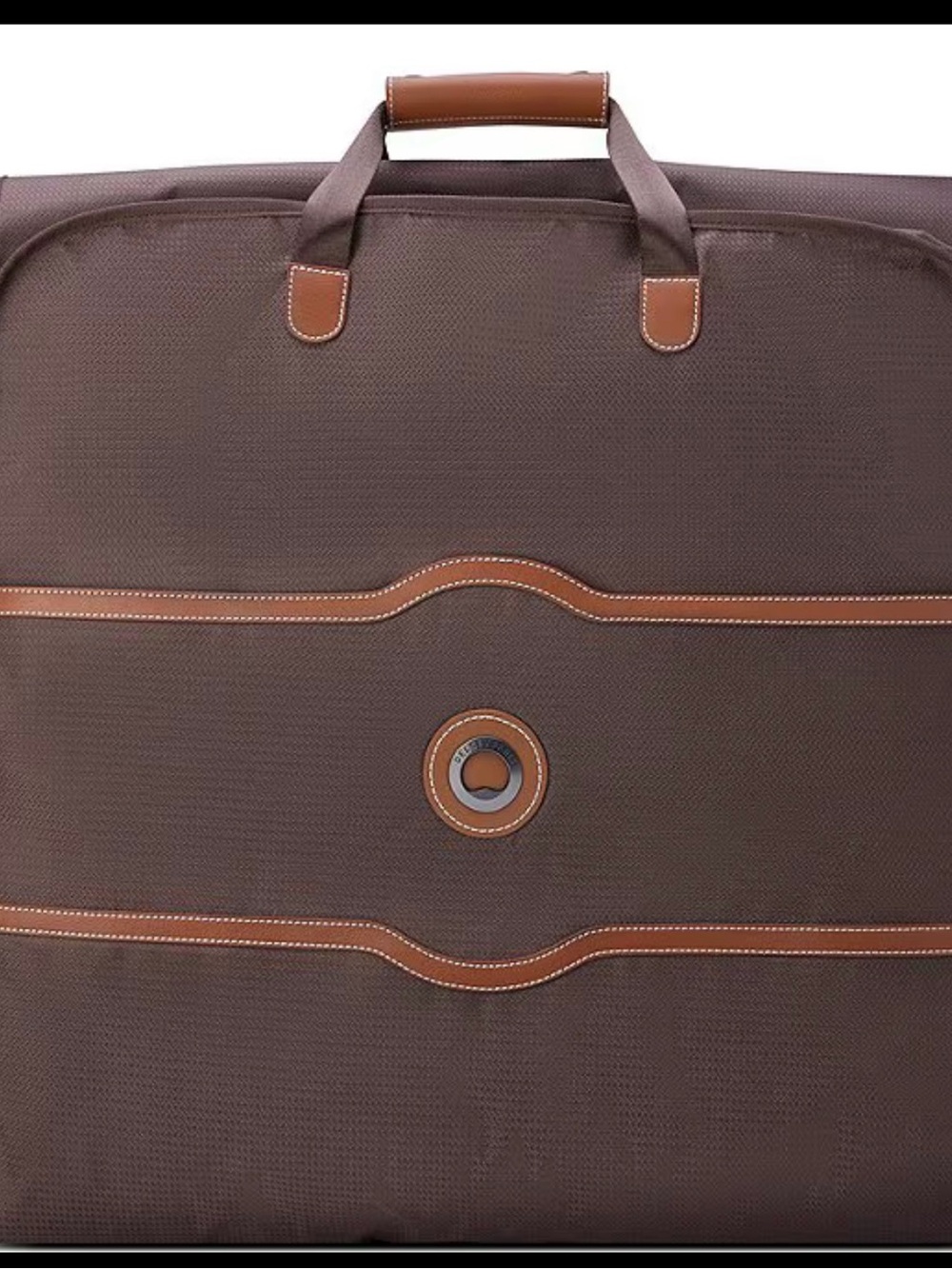 Delsey Paris Men's Brown Garment Travel Bag with Tan Trim